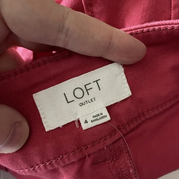 LOFT Outlet Women 4 Pink Twill Mid Rise Monroe Straight Ankle Chino Pants NWT - Picture 7 of 11